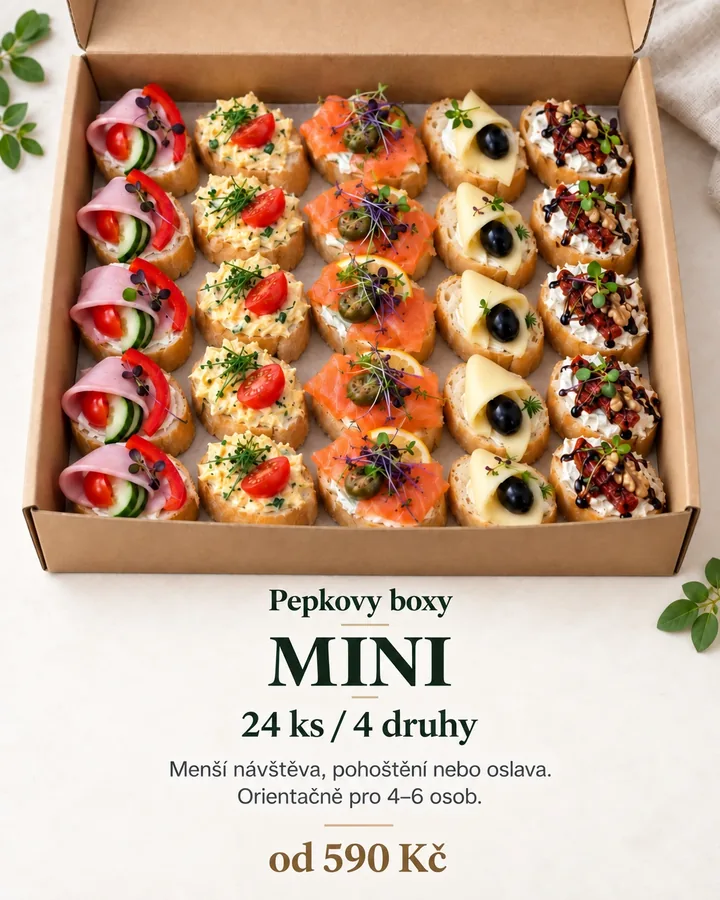 Pepkovy boxy MINI – 24 kusů, 4 druhy, pro 4 až 6 osob, od 590 Kč