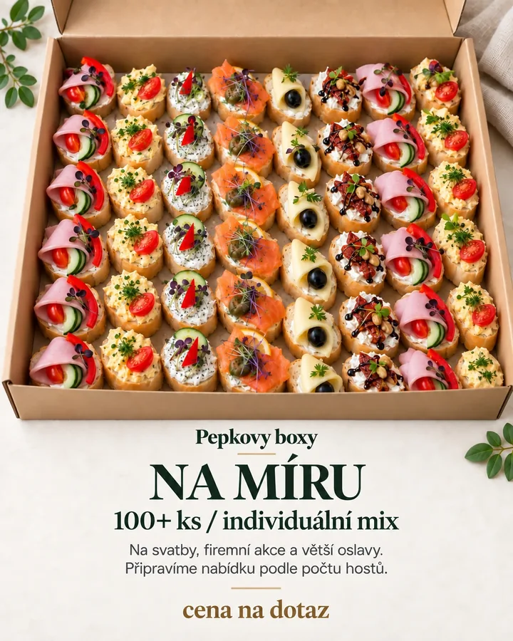 Pepkovy boxy NA MÍRU – 100 a více kusů, individuální mix, cena na dotaz