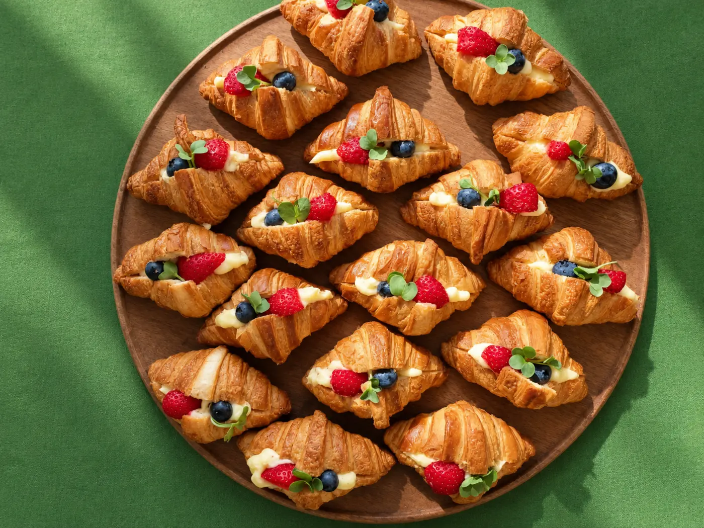 Mini croissanty plněné krémem a čerstvým ovocem